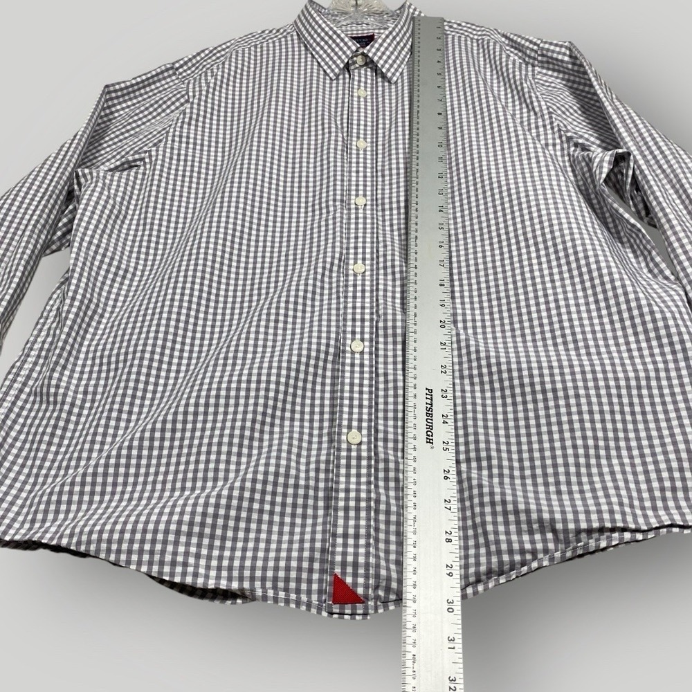 UNTUCKit Mens XXLarge Gray White Gingham Check Dress Long Sleeve Button Up Shirt - Picture 3 of 10